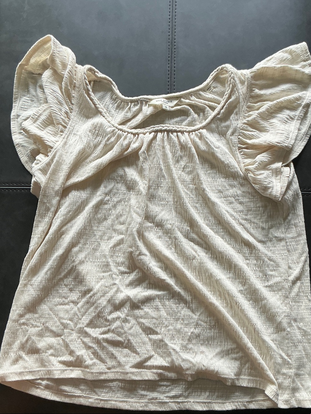 Max Studio Cream Flutter Sleeve Blouse